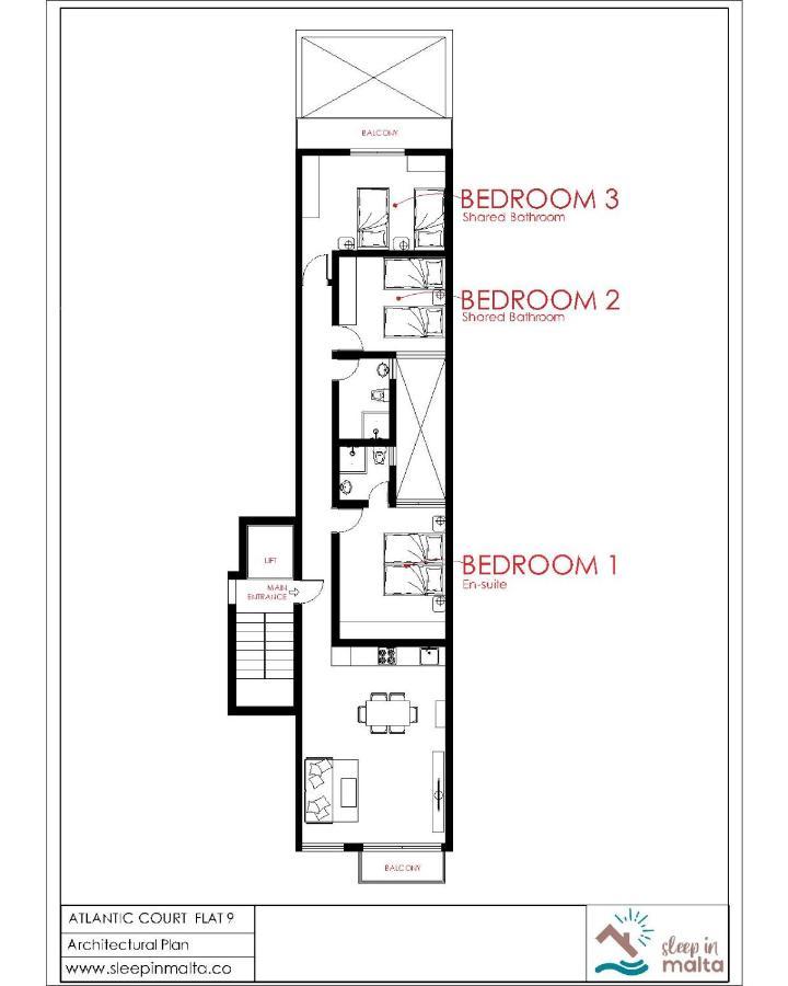 F9 Room 1, Private Double Room With Private Bathroom In Shared Flat Msida Exterior photo